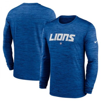 Men's Detroit Lions Blue Sideline Team Velocity Performance Long Sleeve T-Shirt Men's Detroit Lions Blue Sideline Team Velocity Performance Long Sleeve T-Shirt