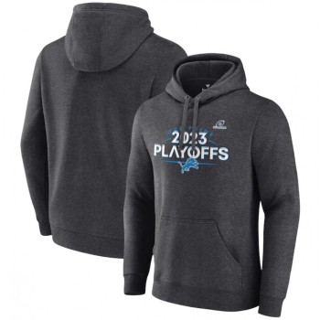 Men's Detroit Lions Heather Charcoal 2023 Playoffs Fleece Pullover Hoodie Men's Detroit Lions Heather Charcoal 2023 Playoffs Fleece Pullover Hoodie