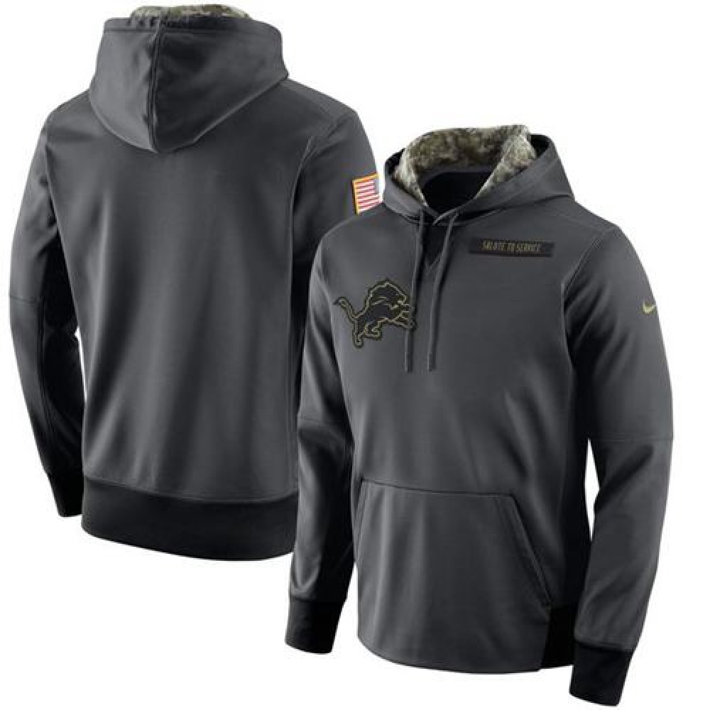 Men's Detroit Lions Anthracite Salute to Service Player Performance Hoodie