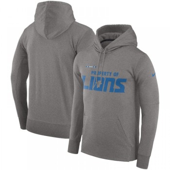 Men's Detroit Lions Heather Gray Sideline Property Of Performance Pullover Hoodie Men's Detroit Lions Heather Gray Sideline Property Of Performance Pullover Hoodie