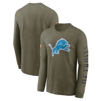 Men's Detroit Lions Olive 2022 Salute to Service Long Sleeve T-Shirt Men's Detroit Lions Olive 2022 Salute to Service Long Sleeve T-Shirt