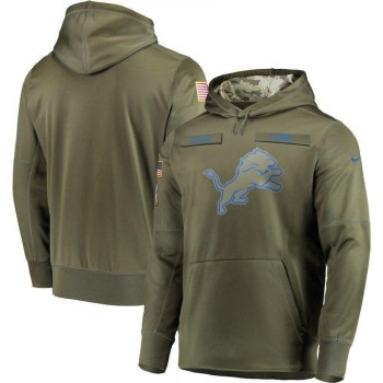 Men's Detroit Lions Olive Salute to Service Sideline Therma Performance Pullover NFL Hoodie Men's Detroit Lions Olive Salute to Service Sideline Therma Performance Pullover NFL Hoodie