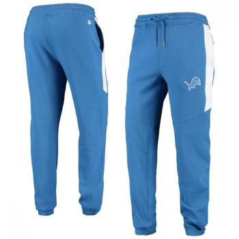 Men's Detroit Lions Starter Blue/White Goal Post Fleece Pants Men's Detroit Lions Starter Blue/White Goal Post Fleece Pants