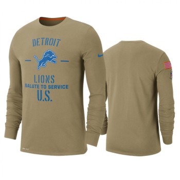 Men's Detroit Lions Tan 2019 Salute to Service Sideline Performance Long Sleeve Shirt Men's Detroit Lions Tan 2019 Salute to Service Sideline Performance Long Sleeve Shirt