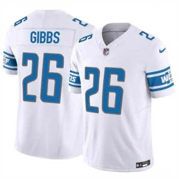 Men's Detroit Lions #26 Jahmyr Gibbs White 2023 F.U.S.E. Vapor Untouchable Limited Stitched Football Jersey Men's Detroit Lions #26 Jahmyr Gibbs White 2023 F.U.S.E. Vapor Untouchable Limited Stitched Football Jersey