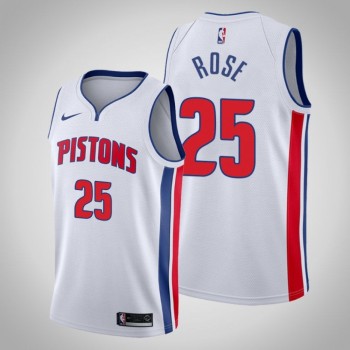 Men's Detroit Pistons #25 Derrick Rose White Stitched NBA Jersey