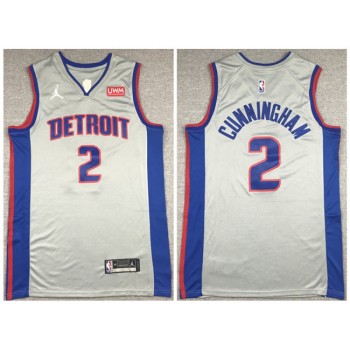 Men's Detroit Pistons #2 Cade Cunningham White Stitched Basketball Jersey