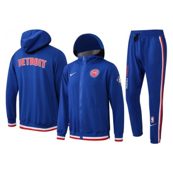 Men's Detroit Pistons 75th Anniversary Royal Performance Showtime Full-Zip Hoodie Jacket And Pants  Suit