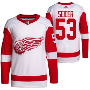Men's Detroit Red Wings #53 Moritz Seider White Stitched Jersey Men's Detroit Red Wings #53 Moritz Seider White Stitched Jersey
