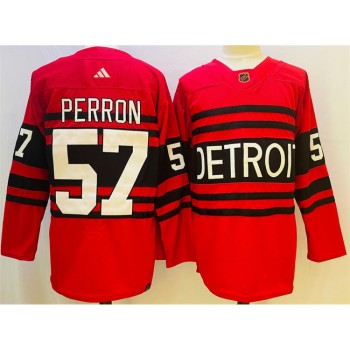Men's Detroit Red Wings #57 David Perron Red 2022/23 Reverse Retro Stitched Jersey Men's Detroit Red Wings #57 David Perron Red 2022/23 Reverse Retro Stitched Jersey