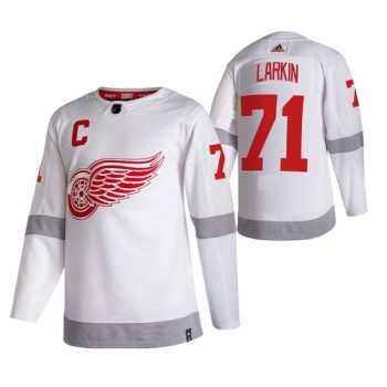 Men's Detroit Red Wings #71 Dylan Larkin White 2020-21 Reverse Retro Stitched Jersey Men's Detroit Red Wings #71 Dylan Larkin White 2020-21 Reverse Retro Stitched Jersey