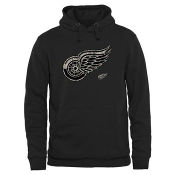 Men's Detroit Red Wings Black Rink Warrior Pullover Hoodie Men's Detroit Red Wings Black Rink Warrior Pullover Hoodie