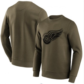 Men's Detroit Red Wings Olive Iconic Preferred Logo Graphic Crew Sweatshirt Men's Detroit Red Wings Olive Iconic Preferred Logo Graphic Crew Sweatshirt