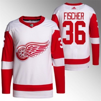 Men's Detroit Red Wings #36 Christian Fischer White Stitched Jersey Men's Detroit Red Wings #36 Christian Fischer White Stitched Jersey