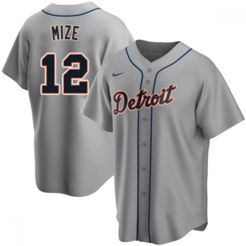 Men's Detroit Tigers #12 Casey Mize Grey Cool Base Stitched Jersey Men's Detroit Tigers #12 Casey Mize Grey Cool Base Stitched Jersey