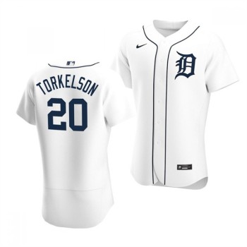 Men's Detroit Tigers #20 Spencer Torkelson White Flex Base Stitched Jersey Men's Detroit Tigers #20 Spencer Torkelson White Flex Base Stitched Jersey