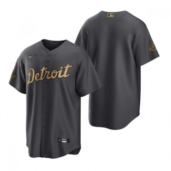 Men's Detroit Tigers Blank 2022 All-star Charcoal Cool Base Stitched Jersey Men's Detroit Tigers Blank 2022 All-star Charcoal Cool Base Stitched Jersey