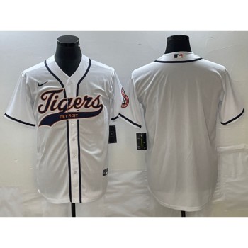 Men's Detroit Tigers Blank White Cool Base Stitched Baseball Jersey Men's Detroit Tigers Blank White Cool Base Stitched Baseball Jersey