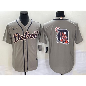 Men's Detroit Tigers Grey Team Big Logo Cool Base Stitched Jersey Men's Detroit Tigers Grey Team Big Logo Cool Base Stitched Jersey