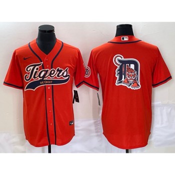 Men's Detroit Tigers Orange Team Big Logo Cool Base Stitched Baseball Jersey Men's Detroit Tigers Orange Team Big Logo Cool Base Stitched Baseball Jersey