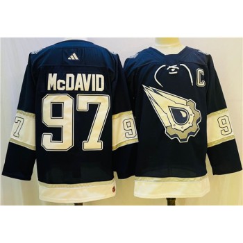 Men's Edmonton Oilers #97 Connor McDavid Navy/White Stitched Jersey