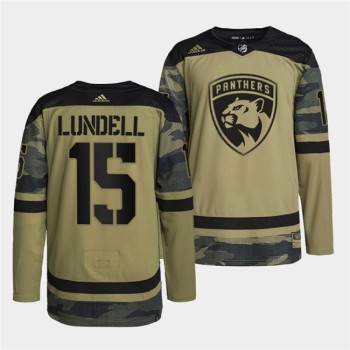 Men's Florida Panthers #15 Anton Lundell 2022 Camo Military Appreciation Night Stitched Jersey Men's Florida Panthers #15 Anton Lundell 2022 Camo Military Appreciation Night Stitched Jersey