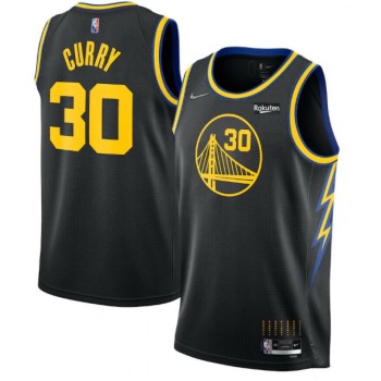 Men's Golden State Warriors #30 Stephen Curry 75th Anniversary Black Stitched Basketball Jersey
