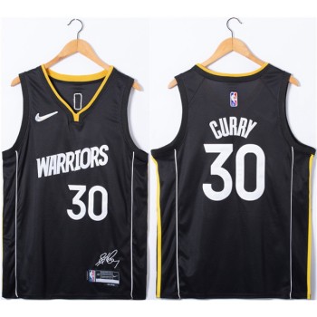Men's Golden State Warriors #30 Stephen Curry Black 75th Anniversary Stitched Jersey