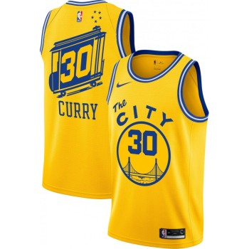 Men's Golden State Warriors #30 Stephen Curry Gold City Classic Edition Stitched NBA Jersey