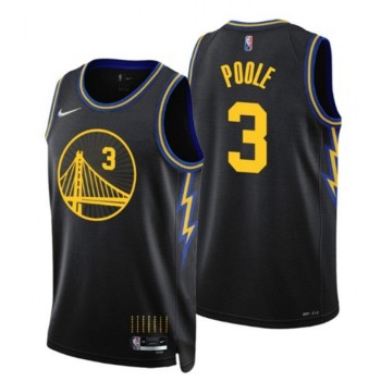 Men's Golden State Warriors #3 Jordan Poole 2021/22 City Edition Black 75th Anniversary Stitched Basketball Jersey