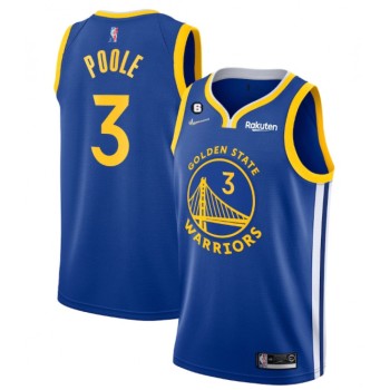 Men's Golden State Warriors #3 Jordan Poole Royal With No.6 Patch Stitched Jersey
