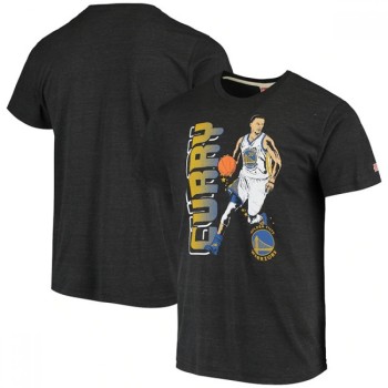 Men's Golden State Warriors #30 Stephen Curry Grey Homage Tri-Blend Shooting Stars T-Shirt