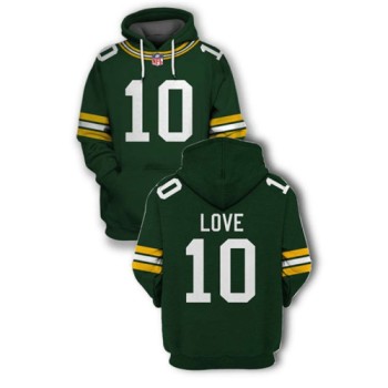 Men's Green Bay Packers #10 Jordan Love 2021 Green Pullover Hoodie Men's Green Bay Packers #10 Jordan Love 2021 Green Pullover Hoodie