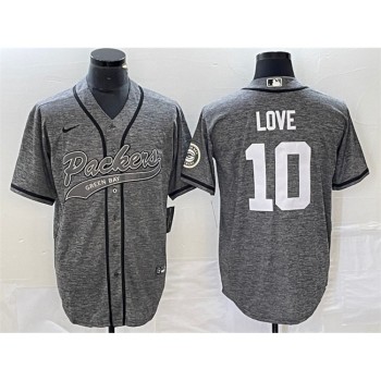 Men's Green Bay Packers #10 Jordan Love Grey Cool Base Stitched Baseball Jersey Men's Green Bay Packers #10 Jordan Love Grey Cool Base Stitched Baseball Jersey