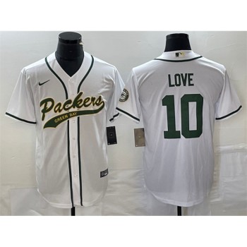 Men's Green Bay Packers #10 Jordan Love White Cool Base Stitched Baseball Jersey Men's Green Bay Packers #10 Jordan Love White Cool Base Stitched Baseball Jersey