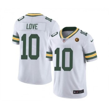 Men's Green Bay Packers #10 Jordan Love White Vapor Limited Throwback Stitched Football Jersey