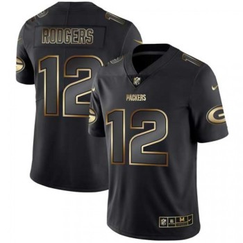 Men's Green Bay Packers #12 Aaron Rodgers 2019 Black Gold Edition Stitched NFL Jersey Men's Green Bay Packers #12 Aaron Rodgers 2019 Black Gold Edition Stitched NFL Jersey