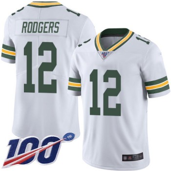 Men's Green Bay Packers #12 Aaron Rodgers 2019 White 100th Season Vapor Untouchable Limited Stitched NFL Jersey Men's Green Bay Packers #12 Aaron Rodgers 2019 White 100th Season Vapor Untouchable Limited Stitched NFL Jersey