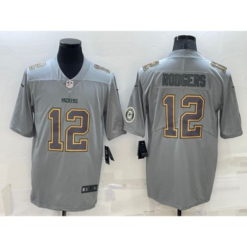 Men's Green Bay Packers #12 Aaron Rodgers Gray With Patch Atmosphere Fashion Stitched Jersey Men's Green Bay Packers #12 Aaron Rodgers Gray With Patch Atmosphere Fashion Stitched Jersey