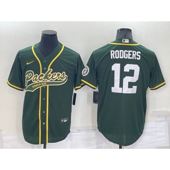Men's Green Bay Packers #12 Aaron Rodgers Green Cool Base Stitched Baseball Jersey Men's Green Bay Packers #12 Aaron Rodgers Green Cool Base Stitched Baseball Jersey