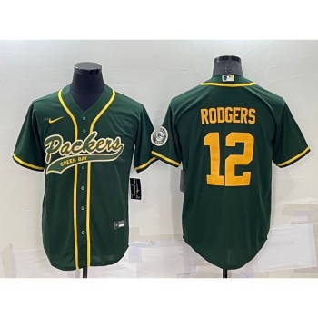 Men's Green Bay Packers #12 Aaron Rodgers Green Cool Base Stitched Baseball Jersey Men's Green Bay Packers #12 Aaron Rodgers Green Cool Base Stitched Baseball Jersey