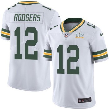 Men's Green Bay Packers #12 Aaron Rodgers White 2021 Super Bowl LV Stitched NFL Jersey Men's Green Bay Packers #12 Aaron Rodgers White 2021 Super Bowl LV Stitched NFL Jersey