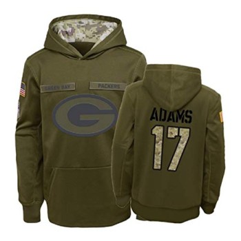 Men's Green Bay Packers #17 Davante Adams 2019 Olive Salute To Service Sideline Therma Performance Pullover Hoodie Men's Green Bay Packers #17 Davante Adams 2019 Olive Salute To Service Sideline Therma Performance Pullover Hoodie