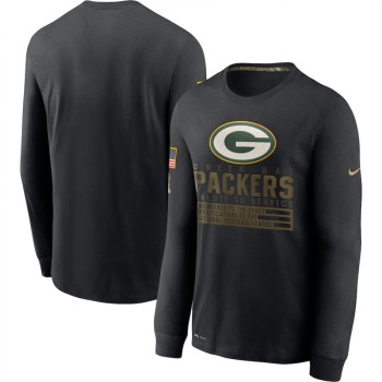 Men's Green Bay Packers 2020 Black Salute to Service Sideline Performance Long Sleeve T-Shirt Men's Green Bay Packers 2020 Black Salute to Service Sideline Performance Long Sleeve T-Shirt