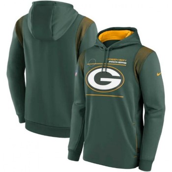 Men's Green Bay Packers 2021 Green Sideline Logo Performance Pullover Hoodie Men's Green Bay Packers 2021 Green Sideline Logo Performance Pullover Hoodie