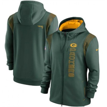 Men's Green Bay Packers 2021 Green Sideline Team Performance Full-Zip Hoodie Men's Green Bay Packers 2021 Green Sideline Team Performance Full-Zip Hoodie