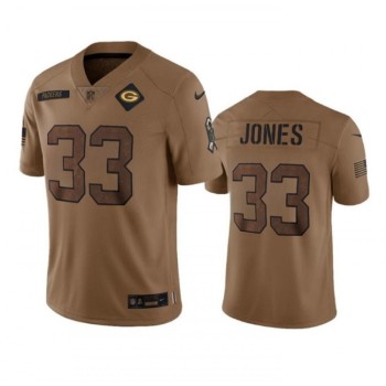 Men's Green Bay Packers #33 Aaron Jones Brown 2023 Salute To Service Limited Stitched Jersey Men's Green Bay Packers #33 Aaron Jones Brown 2023 Salute To Service Limited Stitched Jersey