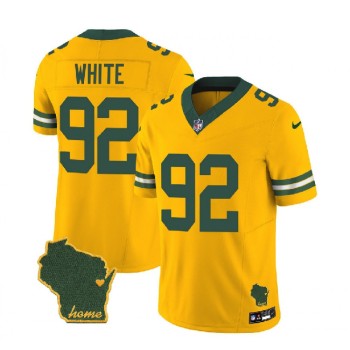 Men's Green Bay Packers #92 Reggie White Gold 2023 F.U.S.E. Home Patch Vapor Untouchable Limited Stitched Jersey