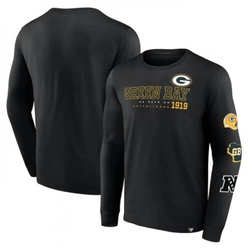 Men's Green Bay Packers Black High Whip Pitcher Long Sleeve T-Shirt Men's Green Bay Packers Black High Whip Pitcher Long Sleeve T-Shirt