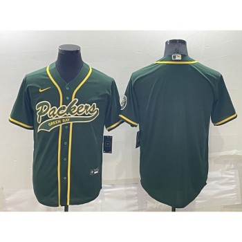 Men's Green Bay Packers Blank Green Cool Base Stitched Baseball Jersey Men's Green Bay Packers Blank Green Cool Base Stitched Baseball Jersey